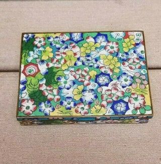 Antique Chinese Cloisonne Mille Fleur Divided Box 19th C. 6