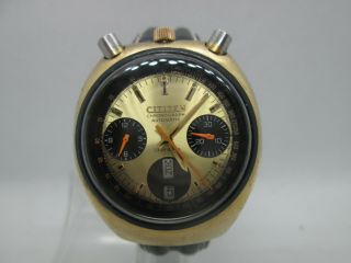Vintage Citizen Bullhead Chronograph Daydate Goldplated Automatic Menswatch