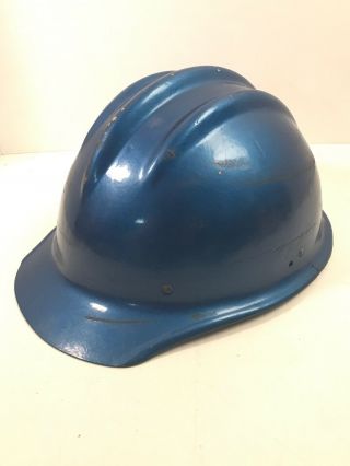 Vintage Bullard 502 Fiberglass Hard Hat Cap W/ Liner Painted Blue