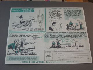 Remco Johnny Reb Cannon Color Instruction Sheet