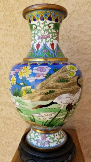Antique Chinese Cloisonne Vase with Cranes,  19th Century 3