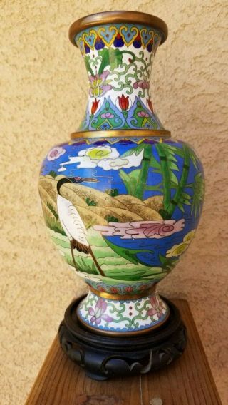 Antique Chinese Cloisonne Vase with Cranes,  19th Century 4