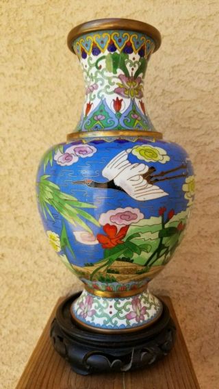Antique Chinese Cloisonne Vase with Cranes,  19th Century 5