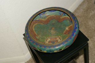 Antique Chinese Cloisonne Bowl,  Dragon Motif,  Dynasty Marked