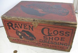 Antique 1880 ' s Store Display Dovetailed Box Button ' s Raven Gloss Shoe Dressing 4
