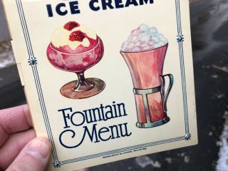 Vintage Crisp C.  1926 Graphic Celluloid " Satin Ice Cream " Soda Fountain Menu
