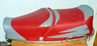 Rare S.  A.  T Vespa Gs Etc Red & Grey King/queen Seat Ulma Style Chrome Grab Rail