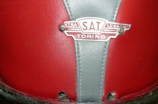 RARE S.  A.  T VESPA GS ETC RED & GREY KING/QUEEN SEAT ULMA STYLE CHROME GRAB RAIL 2