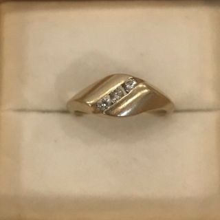 Vintage 14k Yellow Gold And Diamond Modernist Ring Band Sz 6.  25 Wrap Style