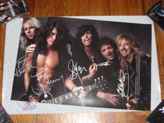VINTAGE AEROSMITH SIGNED AUTOGRAPHED CONCERT TOUR POSTER ALL 5 TYLER PERRY ROCK 2