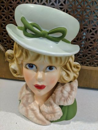 Rare Vintage Teen Lady Head Vase Relpo K18357 "