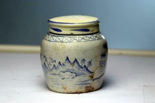 Antique Chinese Blue White Porcelain Ginger Jar with Lid 3