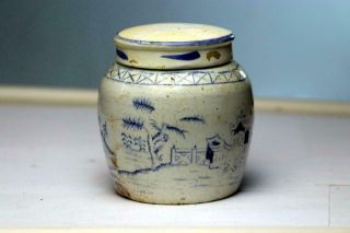 Antique Chinese Blue White Porcelain Ginger Jar with Lid 4