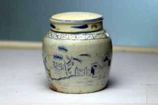 Antique Chinese Blue White Porcelain Ginger Jar with Lid 5