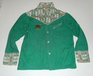 Vintage Rob Roy 1950s Roy Rogers Western Flannel Cowboy Shirt Boy Size 10 G