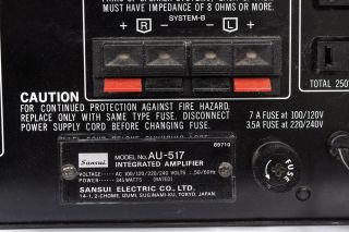 SANSUI AU - 517 Vintage Stereo Integrated Amplifier,  studio owned,  unit 8