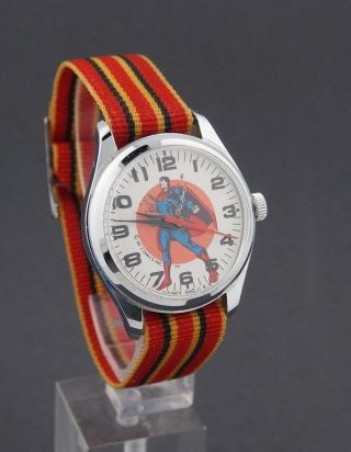 Rare Vintage 1979 Wind - Up Superman Comic Character Watch