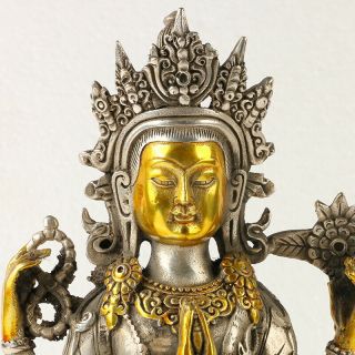 Chinese Antique Silver copper Gilt Carved Figure Of Buddha statue GL169 5