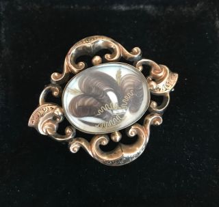 Antique Victorian 9ct Gold Pearl Hair Mourning Brooch