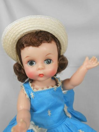 Vintage Madame Alexander Kins in HTF Blue Sundress,  Correct Hat & Shoes - CUTE 2