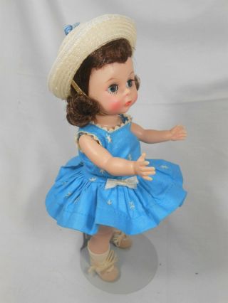 Vintage Madame Alexander Kins in HTF Blue Sundress,  Correct Hat & Shoes - CUTE 3