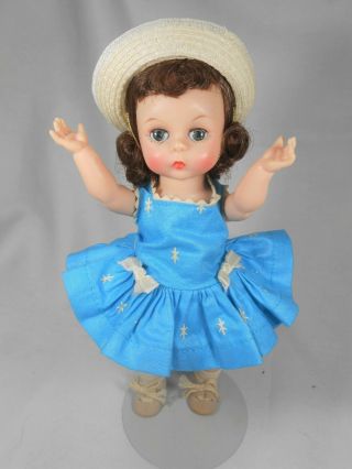 Vintage Madame Alexander Kins in HTF Blue Sundress,  Correct Hat & Shoes - CUTE 9