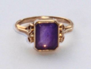 Very Rare Antique Georgian Design Pinky Finger Amethyst 14ct Gold Ring