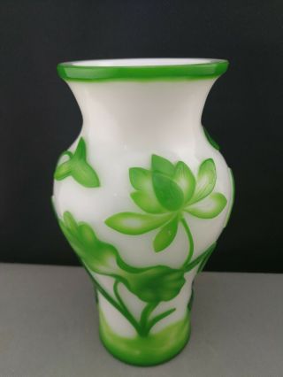 Late 19th/early 20th Art Deco Style Chinese Deep Carved Green Vase - Marked - - -