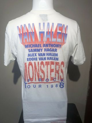VTG 1988 Van Halen Monsters Of Rock 50/50 Soft - thin Concert Tee - XL 4
