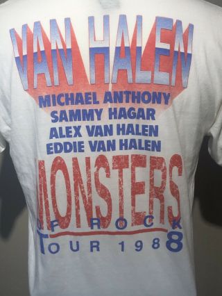 VTG 1988 Van Halen Monsters Of Rock 50/50 Soft - thin Concert Tee - XL 5