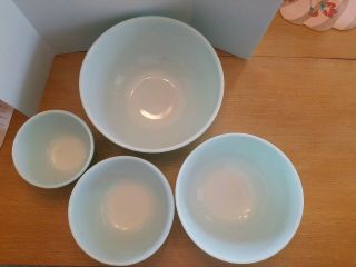 4 Vintage Pyrex Turquoise Mixing Bowls Set 401 402 403 404 3