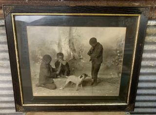 Rare Antique Racist 1897 Mcgram Branson Black Boys Cutting Pug Dog Tail Photo