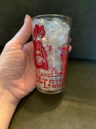 Vintage Little Red Riding Hood Glass Cup - 2