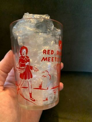 Vintage Little Red Riding Hood Glass Cup - 1