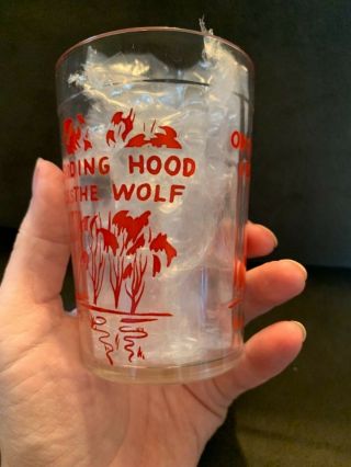 Vintage Little Red Riding Hood Glass Cup - 1 2