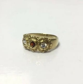 Vintage 9ct Gold Garnet Ring Gypsy Style Uk Size “l” Hallmarked 1991 3.  8g