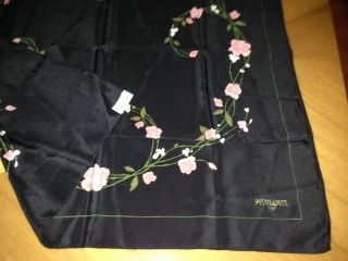 MADE EXCLUSIVELY BY PAVLOVA VINTAGE BLACK COLOR LADIES SILK SCARF 5