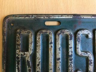 Vintage Roosevelt Metal License Plate Tag Topper 12 