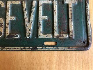 Vintage Roosevelt Metal License Plate Tag Topper 12 