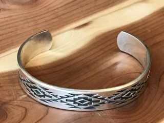 Vintage Kabana Southwestern Sterling Silver 925 Rug Design Men’s Cuff Bracelet 2