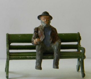 1920 - 1930s Vintage Britains Lead Man With Moveable Arm Smoking Pipe