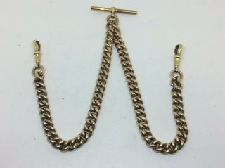 Antique Victorian 9ct Rolled Gold Double Albert Chain Pocket Watch Fob