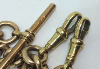 Antique Victorian 9ct Rolled Gold Double Albert Chain Pocket Watch Fob 5