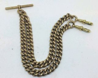 Antique Victorian 9ct Rolled Gold Double Albert Chain Pocket Watch Fob 7