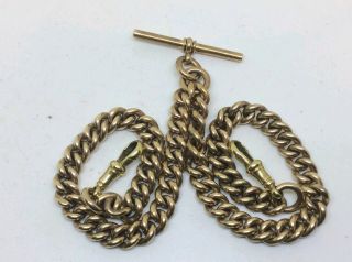 Antique Victorian 9ct Rolled Gold Double Albert Chain Pocket Watch Fob 8