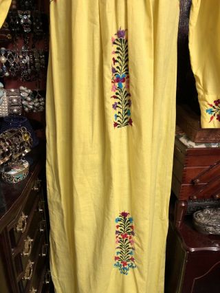 Absolutely Yellow Vintage Mexican Oaxacan Embroidered Dress Size M/L 6