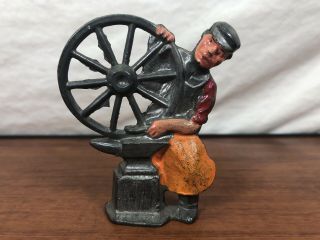Vintage Manoil Die - Cast Metal Blacksmith Wagon Wheel Maker Toy Figurine 41/22