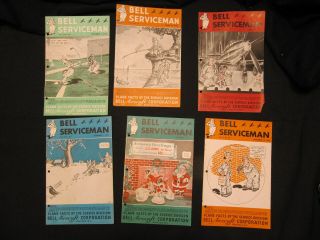 Rare 6 1943 44 Us Bell Aircraft Serviceman Manuals Us Restricted Great Graphics
