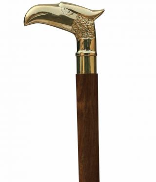 Brass Egale Wooden Walking Stick Cane