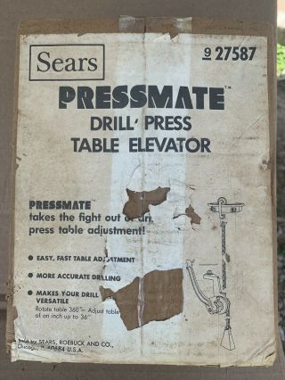 Vtg Sears Craftsman 27587 PRESSMATE Drill Press Table Elevator Lift IOB NOS 7